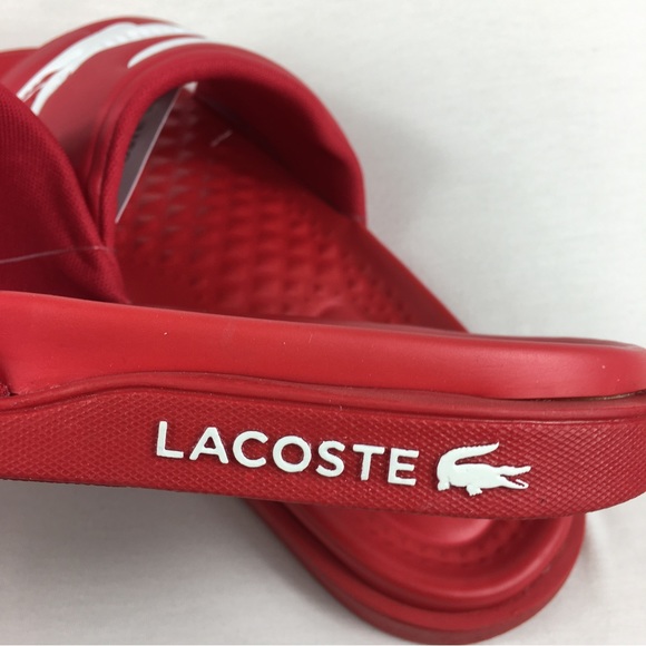 Lacoste Red white Croco Dualiste Slides 0922 Sandals Men’s 12, 13 new - Picture 5 of 10